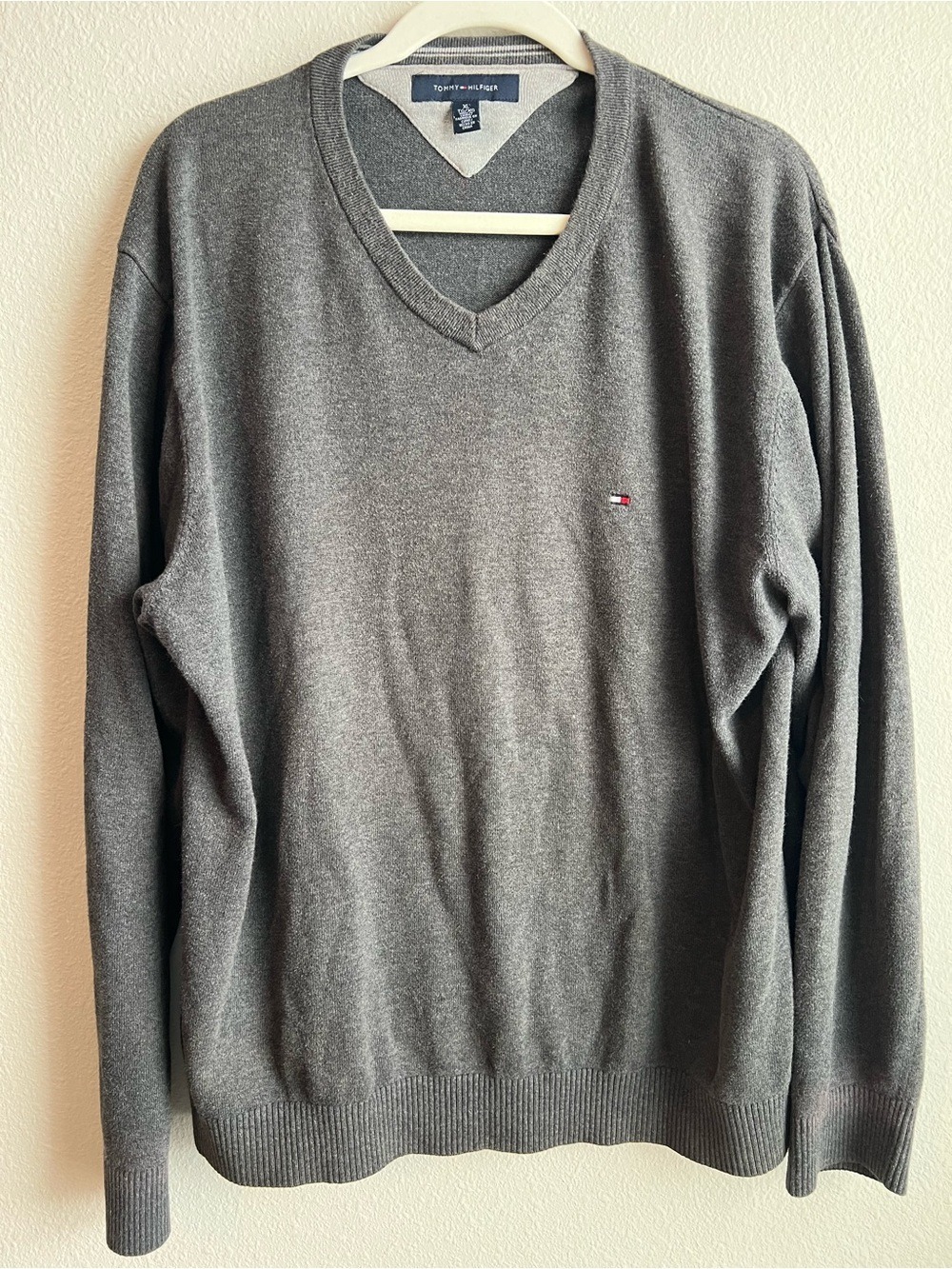Tommy Hilfiger Charcoal Gray V-Neck Sweater